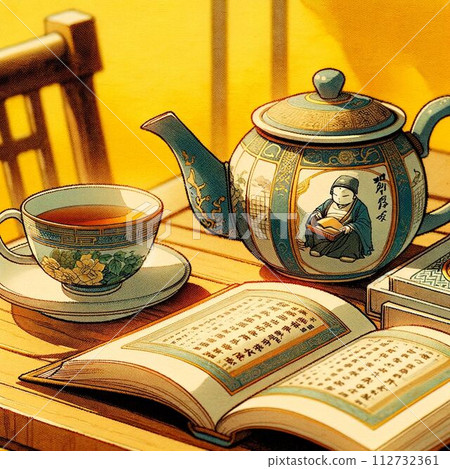 Chinese tea and reading 112732361