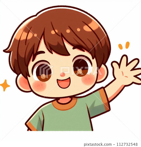 一個孩子高興地揮手 112732548