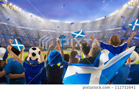 Scotland football team supporter on stadium. 112732641