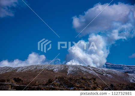Mt. Nakadake in Aso emitting volcanic smoke Mt. Nakadake in Aso emitting volcanic smoke 112732981