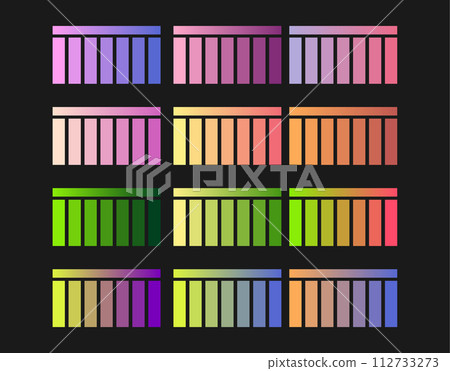 A set of gradients and color combinations. A palette of colors of colorful gradients. A collection of shades for creative design and creative ideas A set of gradients and color combinations. A palette of colors of colorful gradients. A collection of shades for creative design and creative ideas 112733273