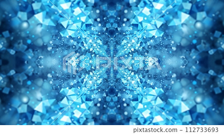 Tech themed kaleidoscope creates mesmerizing, intricate patterns of vibrant colors, AI Generated 112733693