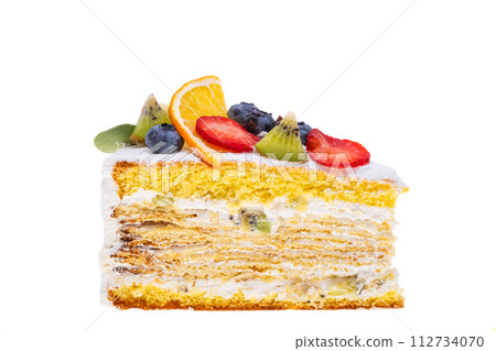 piece of cake with fruits isolated 112734070