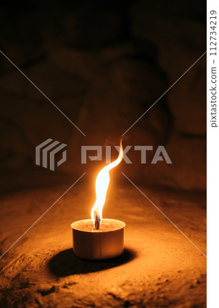 trench military candle isolated on white background. made by Ukrainian volunteers for soldiers serving on the front line. 112734219