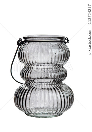 Hanging black glass Candle Holder for decor indoors or outdoors. Isolated on white. lantern Hanging black glass Candle Holder for decor indoors or outdoors. Isolated on white. lantern 112734257