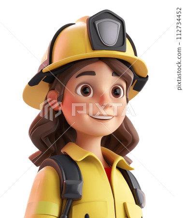Professional Female Firefighter Mascot on Transparent Background 112734452
