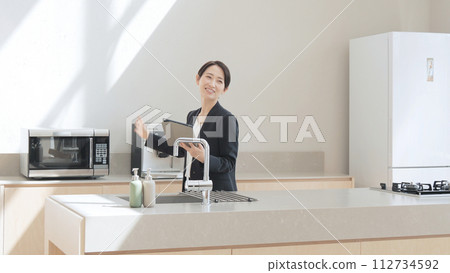 System kitchen real estate business women 112734592