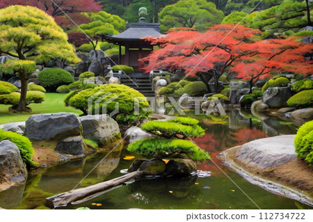 colorful japanese garden in the park 112734722