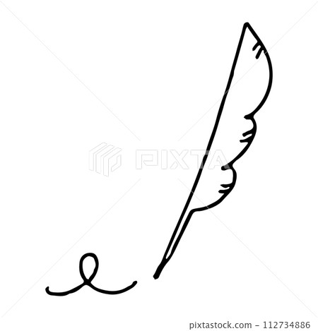 A simple line drawing of a quill pen (quill pen). Vector illustration. 112734886