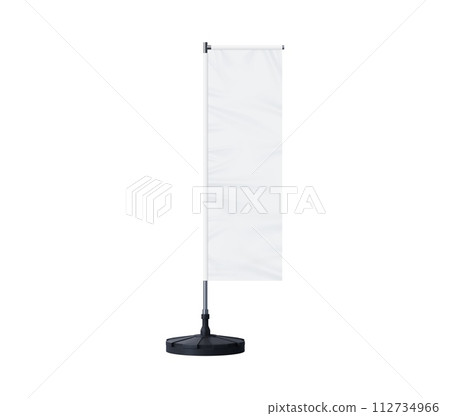 Realistic banner stand, beach flag isolated 3d vector blank mockup featuring a clean rectangular textile billboard. Fabric ads display for branding, graphics and advertising in a outdoor setting Realistic banner stand, beach flag isolated 3d vector blank mockup featuring a clean rectangular textile billboard. Fabric ads display for branding, graphics and advertising in a outdoor setting 112734966
