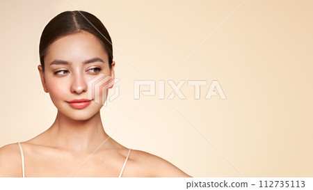 Portrait beautiful young woman with clean fresh skin 112735113