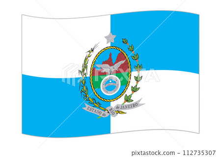Waving flag of Rio de Janeiro. Vector illustration. 112735307