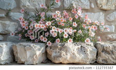 Block of Italian Travertine stone Block of Italian Travertine stone 112735387