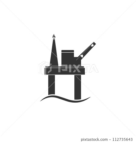 Oil platform icon flat 112735643