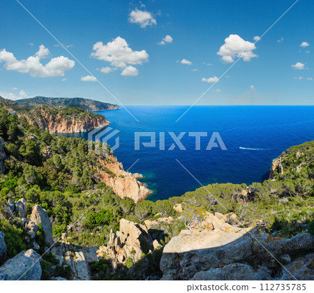 Summer sea rocky coast view (Spain). Summer sea rocky coast view (Spain). 112735785