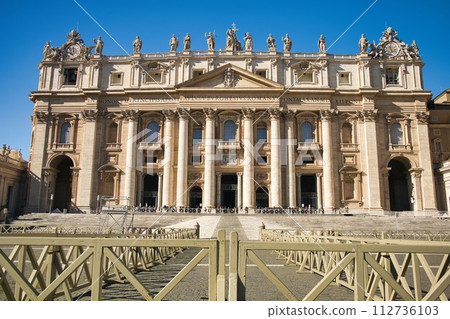 St. Peter's Basilica at daylight with bright blue sky and clouds St. Peter's Basilica at daylight with bright blue sky and clouds 112736103
