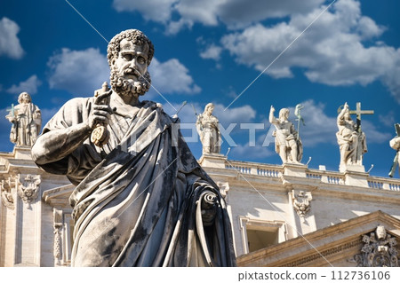 Statue of Saint Peter holding a key in Vatican, Rome, Italy 112736106