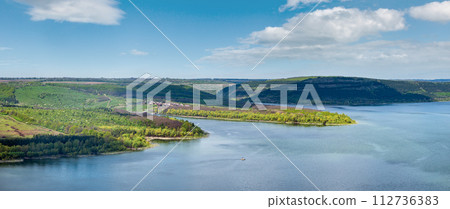 Amazing spring view on the Dnister River Canyon, Bakota Bay, Chernivtsi region, Ukraine. Amazing spring view on the Dnister River Canyon, Bakota Bay, Chernivtsi region, Ukraine. 112736383