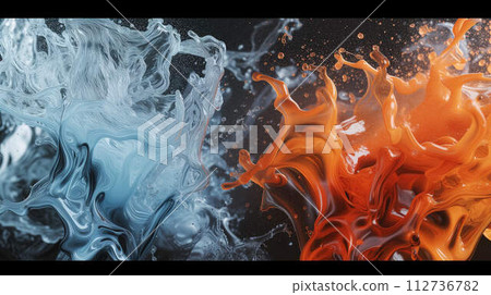 AI-generated content. Splashing water, foaming and roaring 112736782