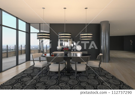 modern dining room interior in a luxury house 112737290