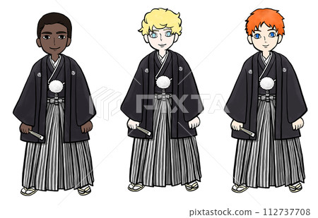 A man in a hakama with a crest A man in a hakama with a crest 112737708