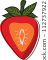 Half of strawberry. Cute cartoon red berry 112737922
