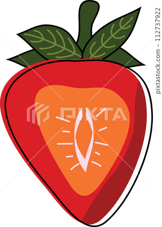 Half of strawberry. Cute cartoon red berry Half of strawberry. Cute cartoon red berry 112737922