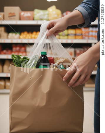 Hands holding reusable bag Hands holding reusable bag 112738029