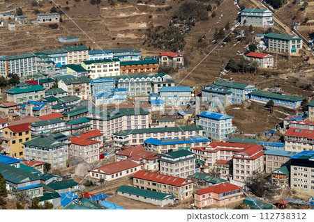 High Angle View of Namche Bazaar High Angle View of Namche Bazaar 112738312