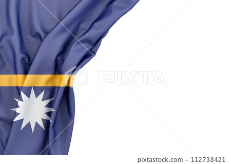 Flag of Nauru in the corner on white background. Isolated. 3D Rendering Flag of Nauru in the corner on white background. Isolated. 3D Rendering 112738421