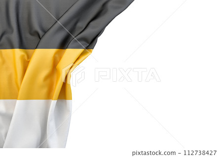 Flag of Russian Empire in the corner on white background. Isolated. 3D Rendering 112738427
