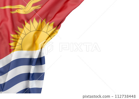 Flag of Kiribati in the corner on white background. Isolated. 3D Rendering 112738448