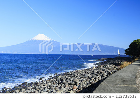 Mt. Fuji across Suruga Bay seen from Cape Mihama Mt. Fuji across Suruga Bay seen from Cape Mihama 112738532
