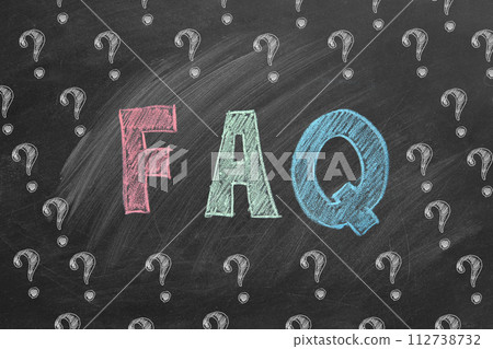 FAQ. Frequently Asked Questions. Lettering on chalkboard. 112738732