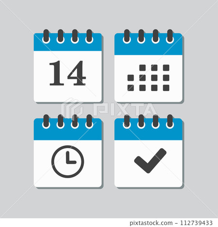 Icon calendar number 14, agenda app, timer, done Icon calendar number 14, agenda app, timer, done 112739433