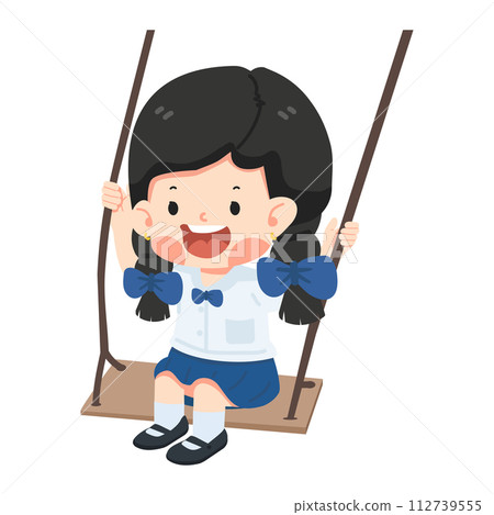 Girl student Smiling fun on swing 112739555