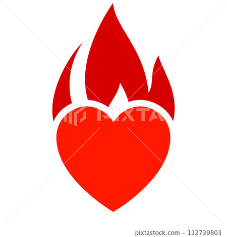 Fire flame icon, hot heart symbol 112739803