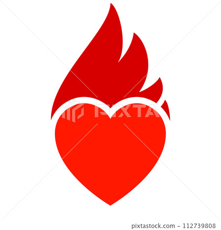 Fire flame icon, hot heart symbol 112739808