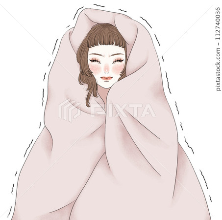 裹著蒲團的顫抖的女人的插圖 裹著蒲團的顫抖的女人的插圖 112740036