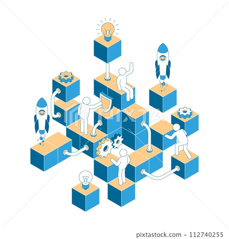 Isometric Startup Development Concept Illustration 112740255