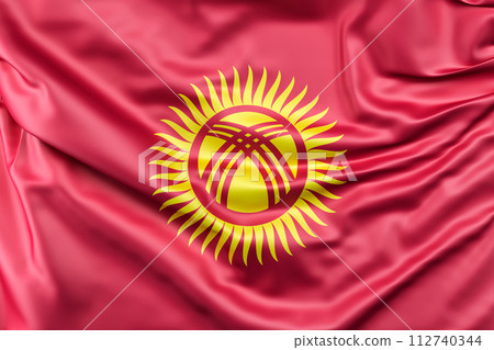 Ruffled Flag of Kyrgyzstan. 3D Rendering 112740344