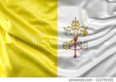 Ruffled Flag of the Vatican City. 3D Rendering 112740356
