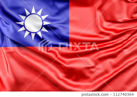 Ruffled Flag of Taiwan. 3D Rendering Ruffled Flag of Taiwan. 3D Rendering 112740364