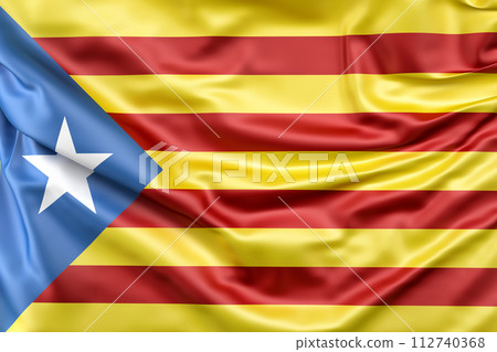 Ruffled Flag of Catalonia. 3D Rendering 112740368