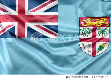 Ruffled Flag of Fiji. 3D Rendering 112740386