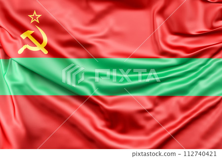 Ruffled Flag of Transnistria. 3D Rendering 112740421