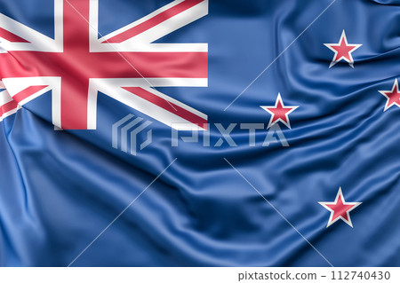 Ruffled Flag of New Zealand. 3D Rendering Ruffled Flag of New Zealand. 3D Rendering 112740430