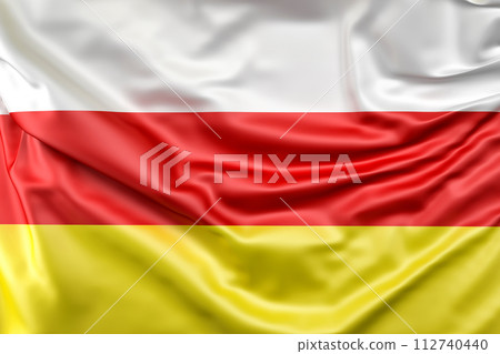 Ruffled Flag of South Ossetia. 3D Rendering Ruffled Flag of South Ossetia. 3D Rendering 112740440