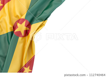 Flag of Grenada in the corner on white background. Isolated. 3D Rendering 112740464