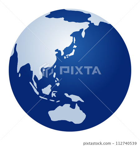 以日本為中心的地球向量圖，包含永續發展目標和生態圖像 112740539